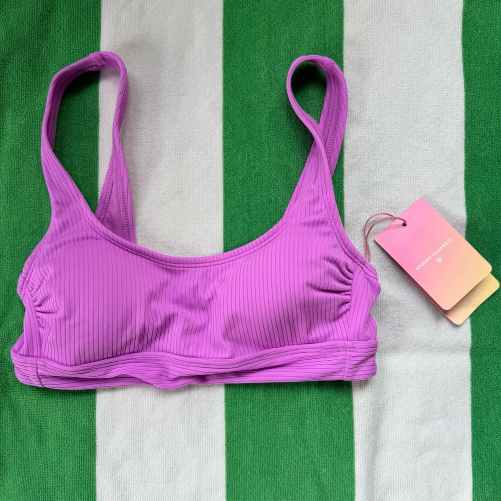 💙 New with tags Stoney Clover Lane for Target Bikini Top XS (0-2) Purple Ribbed